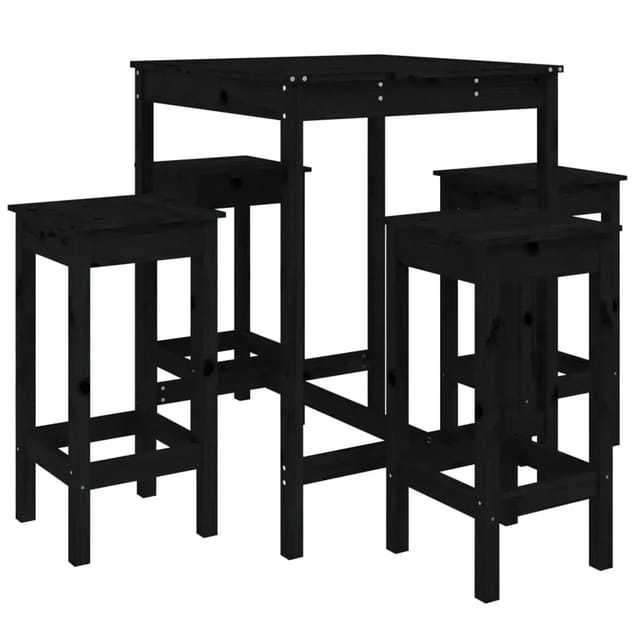vidaXL 5-Tlg Gartenbar-Set Schwarz Massivholz Kiefer 3154734