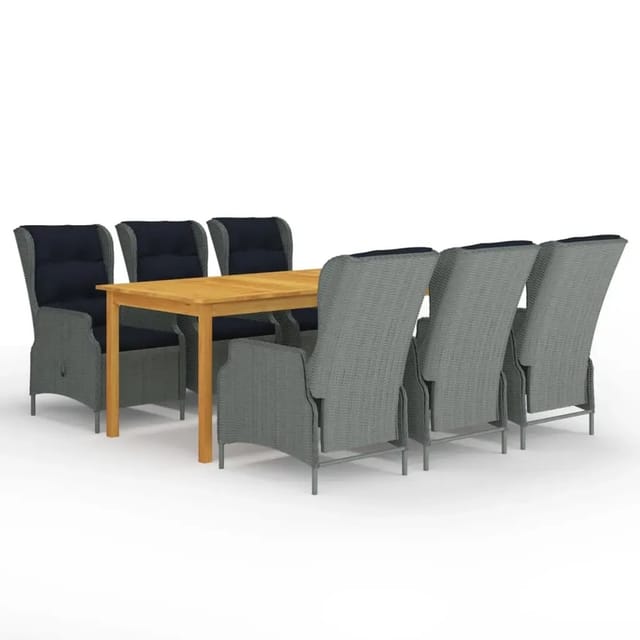 vidaXL 7-Tlg Garten-Essgruppe Hellgrau 3067933