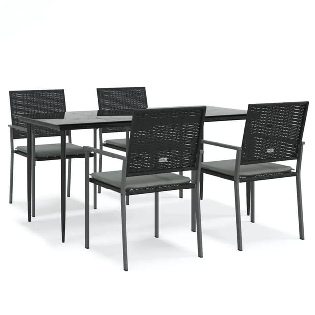 vidaXL 5-Tlg Garten-Essgruppe mit Kissen Poly Rattan und Stahl 3187009
