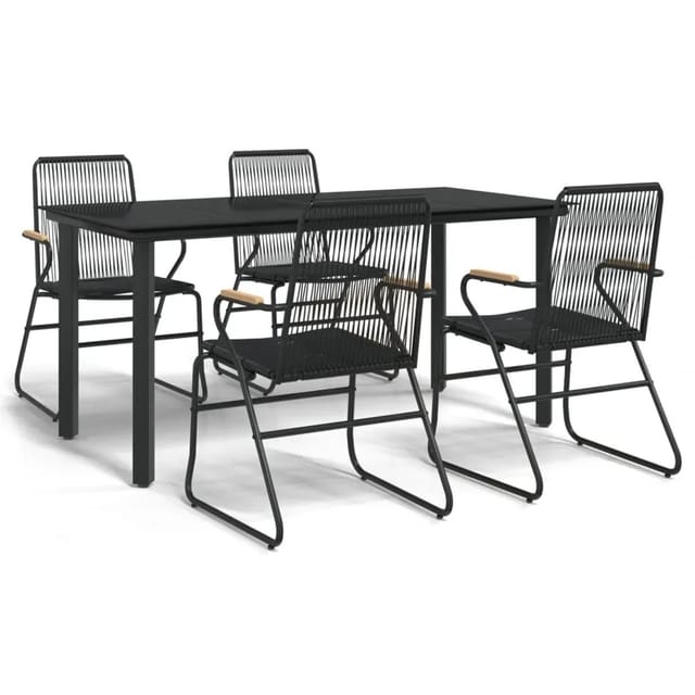vidaXL 5-Tlg Garten-Essgruppe Schwarz PVC Rattan 3156572