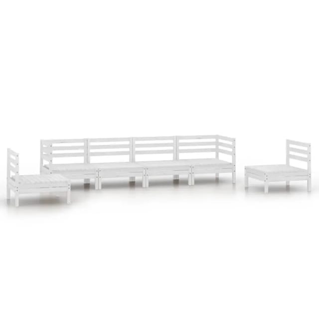 vidaXL 6-Tlg Garten-Lounge-Set Weiß Kiefer Massivholz 3082543