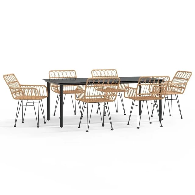 vidaXL 7-Tlg Garten-Essgruppe Poly Rattan 3157864