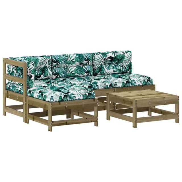 vidaXL 5-Tlg Garten-Lounge-Set mit Kissen Imprägniertes Kiefernholz 3186052