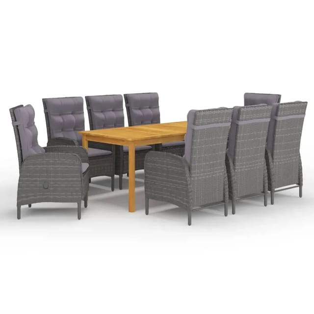vidaXL 9-Tlg Garten-Essgruppe Grau 3067869