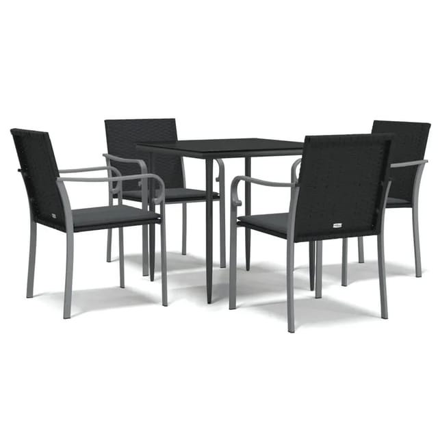 vidaXL 5-Tlg Garten-Essgruppe mit Kissen Poly Rattan und Stahl 3186940