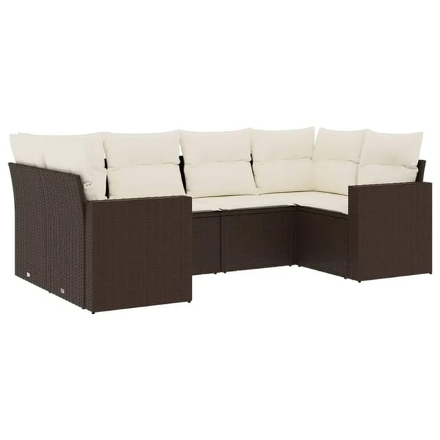 vidaXL 6-Tlg Garten-Sofagarnitur mit Kissen Braun Poly Rattan 3219373