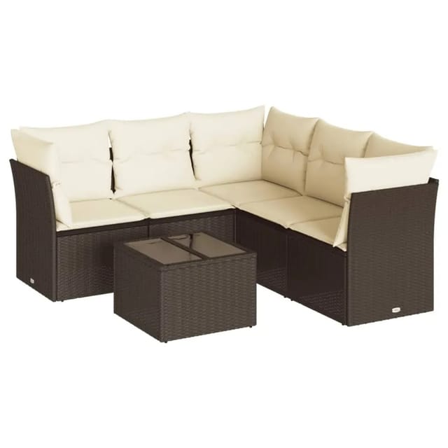 vidaXL 6-Tlg Garten-Sofagarnitur mit Kissen Braun Poly Rattan 3217633