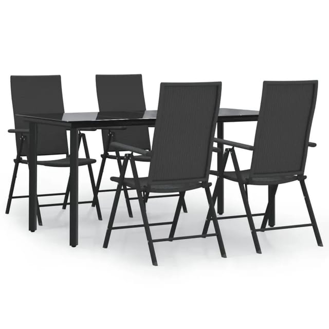 vidaXL 5-Tlg Garten-Essgruppe Schwarz Poly Rattan 3156512