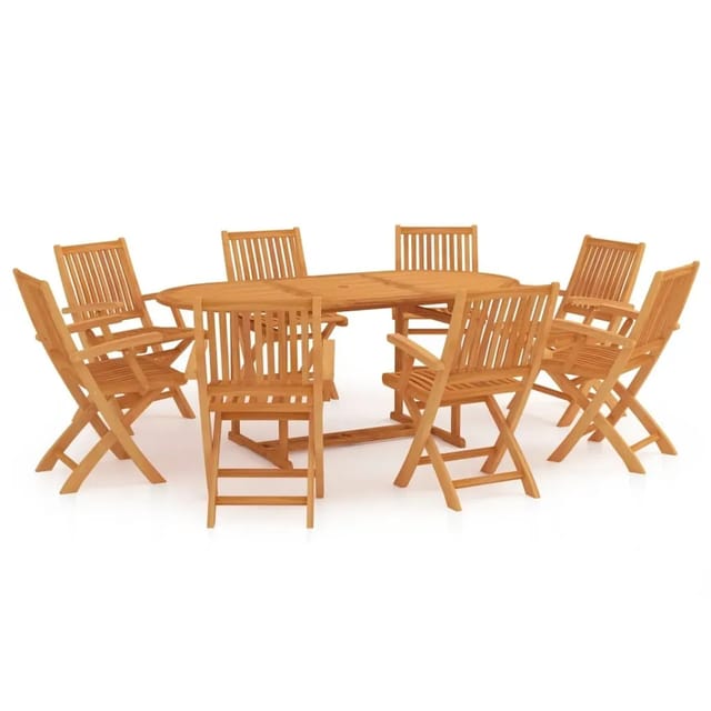 vidaXL 9-Tlg Garten-Essgruppe Massivholz Teak 3059562