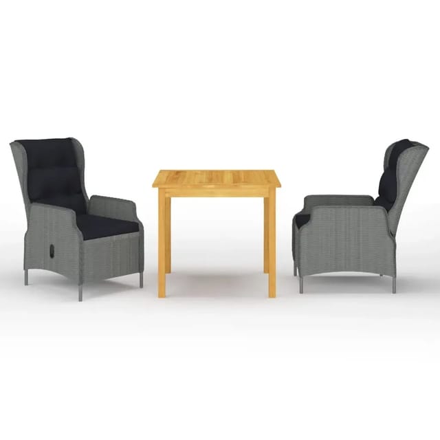 vidaXL 3-Tlg Garten-Essgruppe Hellgrau 3067745