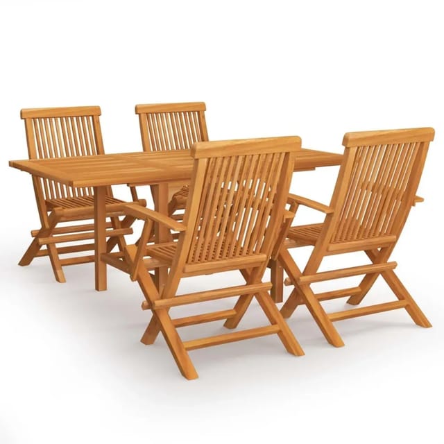 vidaXL 5-Tlg Garten-Essgruppe Massivholz Teak 3059595