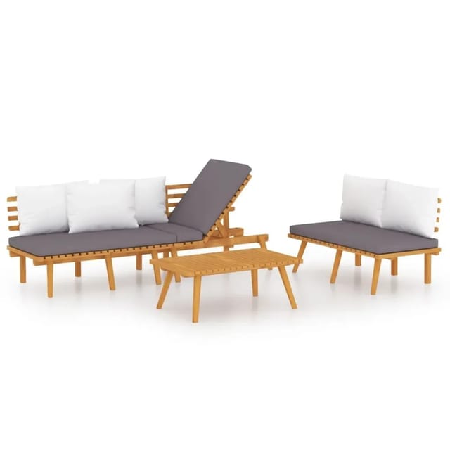 vidaXL 3-Tlg Garten-Lounge-Set mit Kissen Massivholz Akazie 3087012
