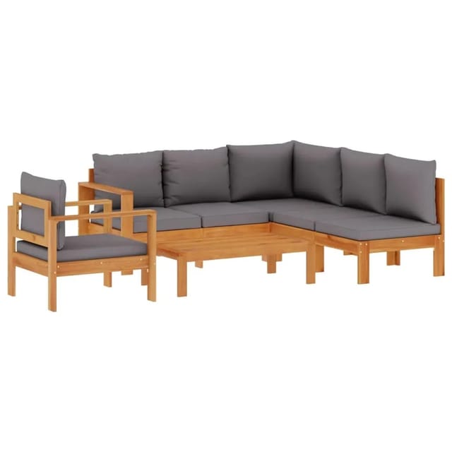 vidaXL 5-Tlg Garten-Sofagarnitur mit Kissen Massivholz Akazie 3214871