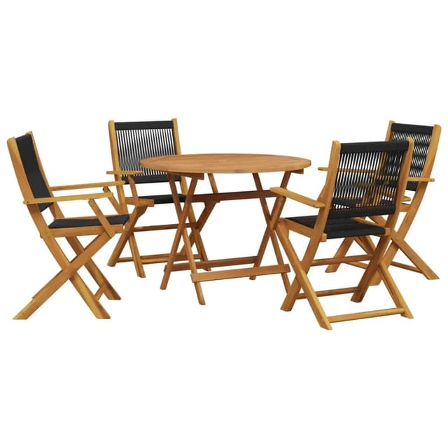 vidaXL 5-Tlg Garten-Essgruppe Polypropylen und Massivholz Schwarz 3281817