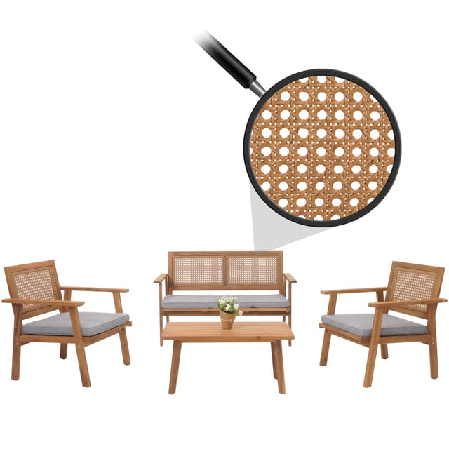 MCW Garten-Garnitur MVG-N46 4-teilig Kissen Grau