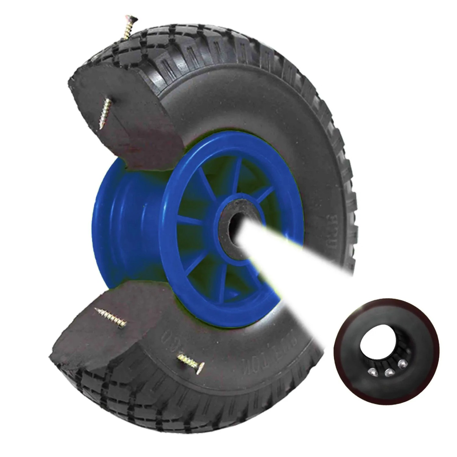 TRUTZHOLM Sackkarrenrad PU Rad 260x85mm 3.00-4 75mm Zentrierte Nabe Durchmesser 20mm Blau