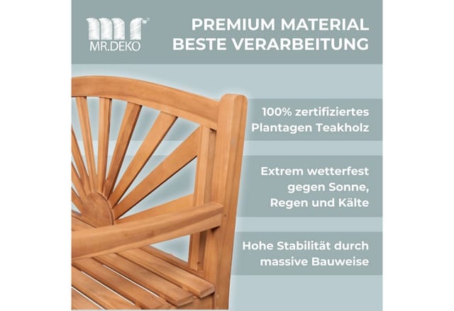 GarWoh Gartenbank Sonne Teak 120 Cm