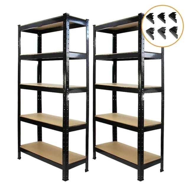 Monstershop 2 x T-RAX Lagerregal 75cm x 150cm x 30cm Schwarz mit Gratis Verbindungsstücke