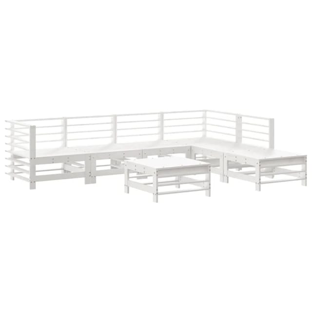 vidaXL 7-Tlg Garten-Lounge-Set Weiß Massivholz Kiefer 3186439