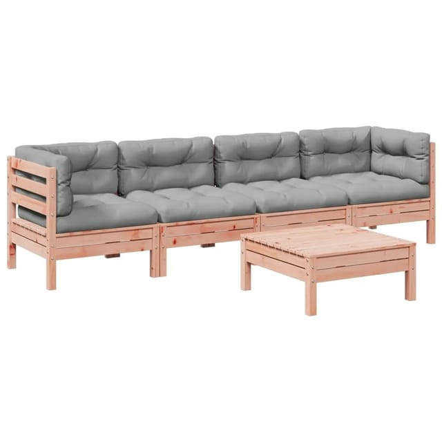 vidaXL 5-Tlg Garten-Sofagarnitur mit Kissen Massivholz Douglasie 3299284