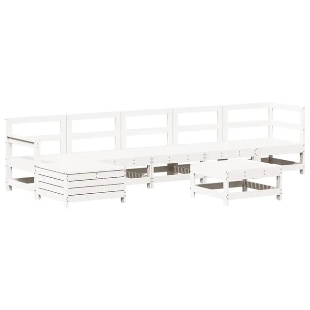 vidaXL 7-Tlg Garten-Lounge-Set Weiß Massivholz Kiefer 3250617