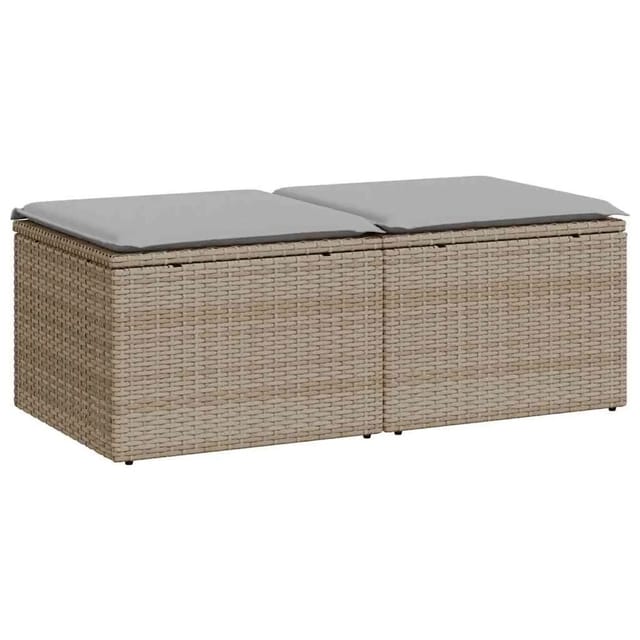 vidaXL 2-Tlg Garten-Sofagarnitur mit Kissen Beige Poly Rattan Akazie 3328662