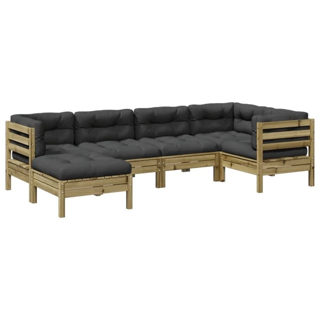 vidaXL 6-Tlg Garten-Sofagarnitur mit Kissen Kiefernholz Imprägniert 3299529