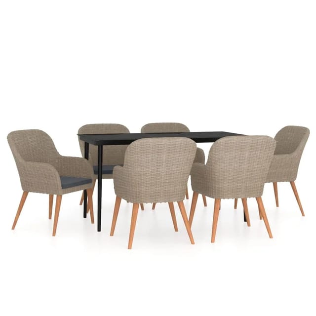 vidaXL 7-Tlg Garten-Essgruppe mit Kissen Braun 3099526