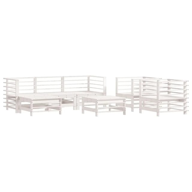 vidaXL 7-Tlg Garten-Lounge-Set Weiß Massivholz Kiefer 3186264
