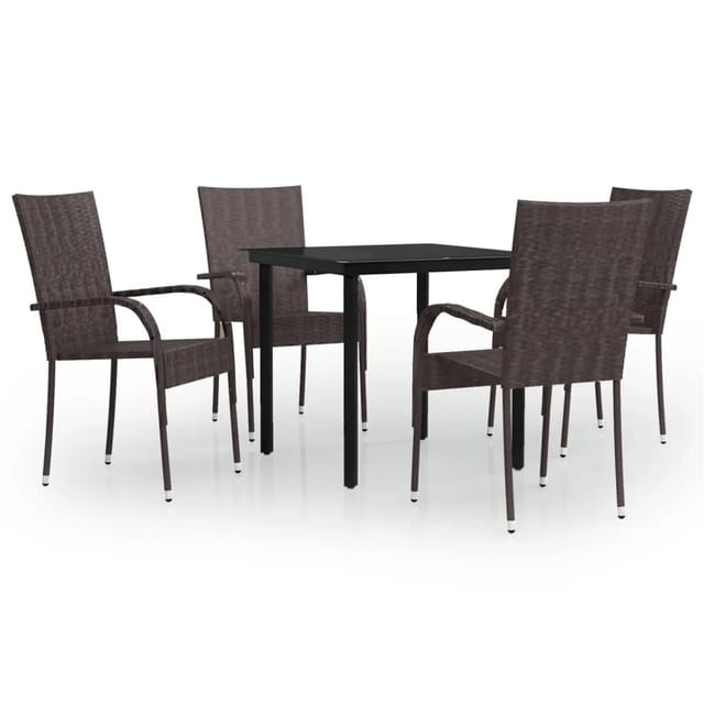 vidaXL 5-Tlg Garten-Essgruppe Braun und Schwarz 3099384