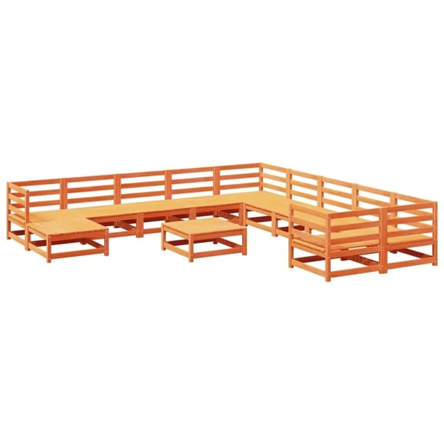 vidaXL 12-Tlg Garten-Sofagarnitur Wachsbraun Massivholz Kiefer 3299652
