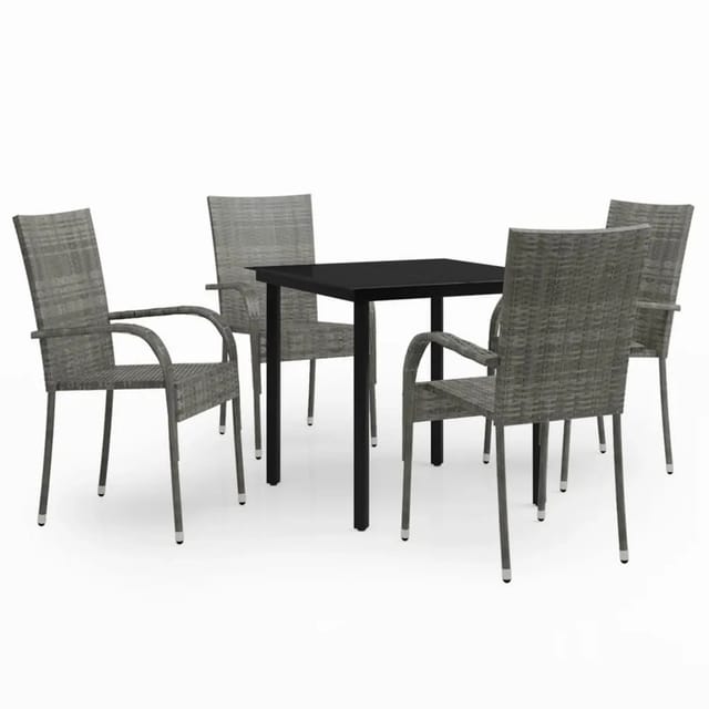 vidaXL 5-Tlg Garten-Essgruppe Grau und Schwarz 3099390