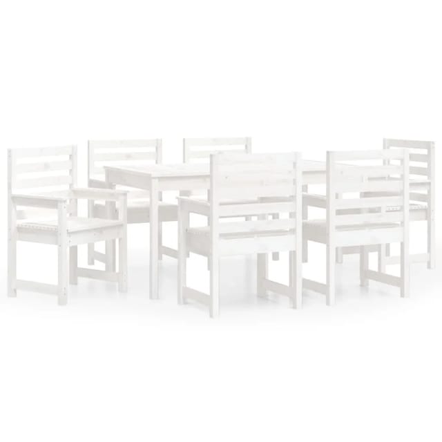 vidaXL 7-Tlg Garten-Essgruppe Weiß Massivholz Kiefer 3154714