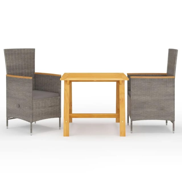 vidaXL 3-Tlg Garten-Essgruppe Grau 3068706