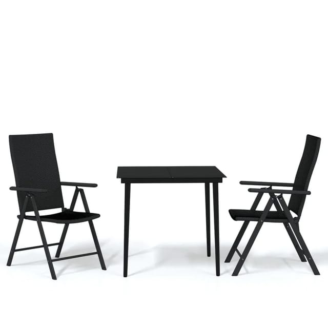 vidaXL 3-Tlg Garten-Essgruppe Schwarz 3099107