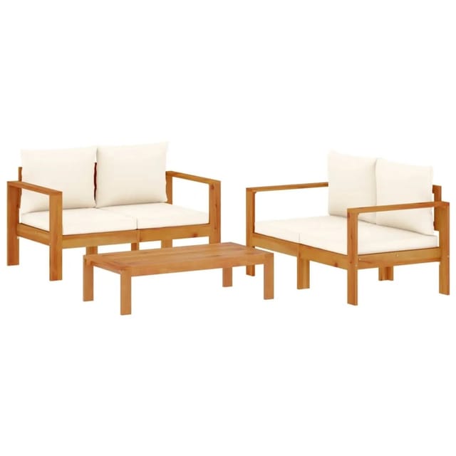 vidaXL 3-Tlg Garten-Sofagarnitur mit Kissen Massivholz Akazie 3214839