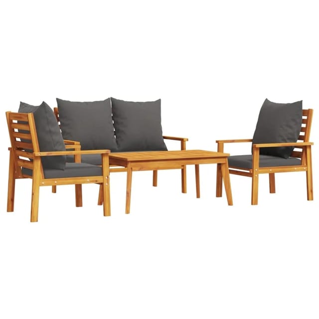 vidaXL 4-Tlg Garten-Lounge-Set mit Kissen Massivholz Akazie 3211796