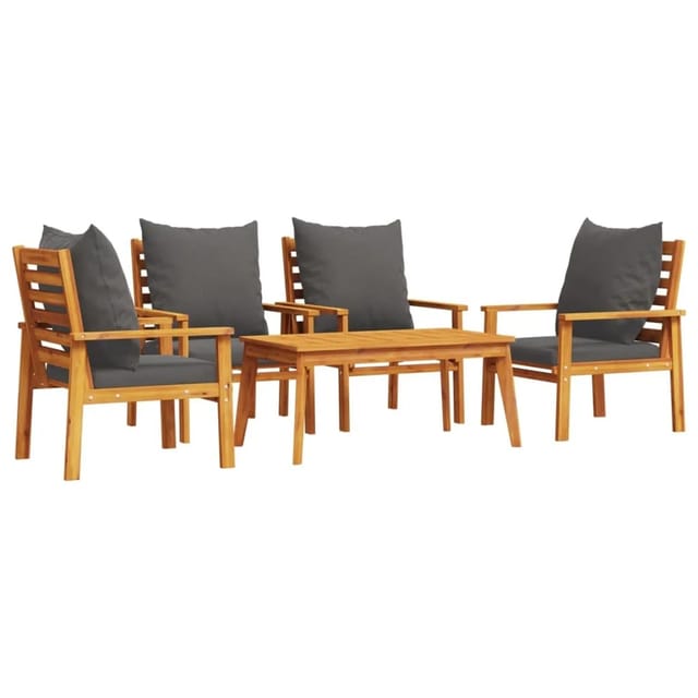 vidaXL 5-Tlg Garten-Lounge-Set mit Kissen Massivholz Akazie 3211805