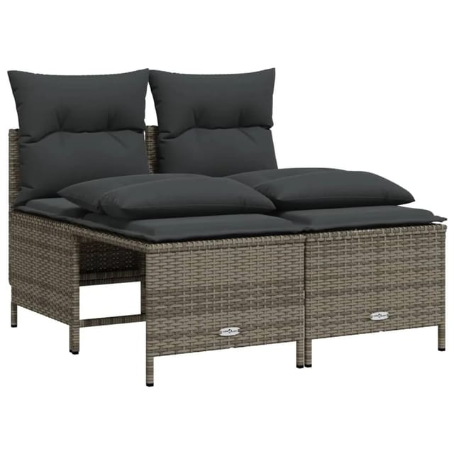 vidaXL 4-Tlg Garten-Sofagarnitur mit Kissen Grau Poly Rattan 368373
