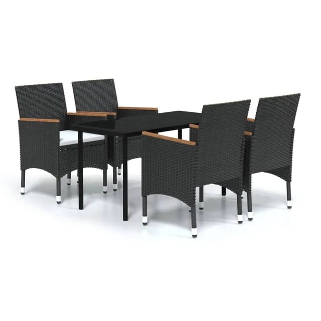 vidaXL 5-Tlg Garten-Essgruppe mit Kissen Schwarz 3099331