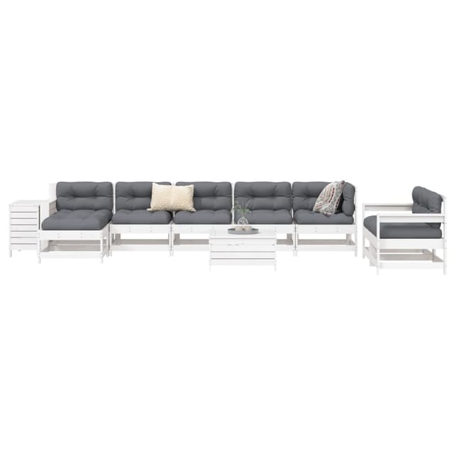 vidaXL 10-Tlg Garten-Sofagarnitur Weiß Massivholz Kiefer 3250649