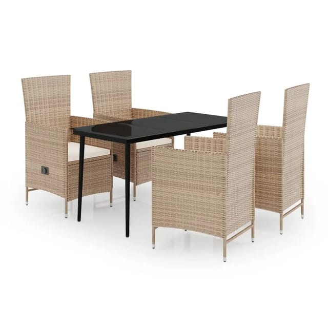 vidaXL 5-Tlg Garten-Essgruppe mit Kissen Beige 3099457