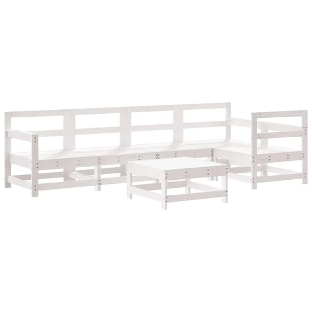 vidaXL 6-Tlg Garten-Lounge-Set Weiß Massivholz Kiefer 3186467