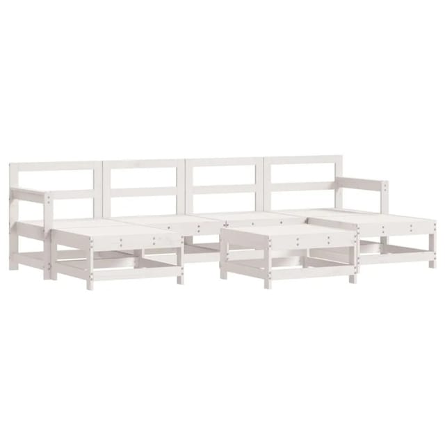 vidaXL 7-Tlg Garten-Lounge-Set Weiß Massivholz Kiefer 3186369