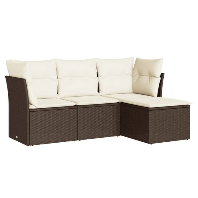 vidaXL 4-Tlg Garten-Sofagarnitur mit Kissen Braun Poly Rattan 3217543