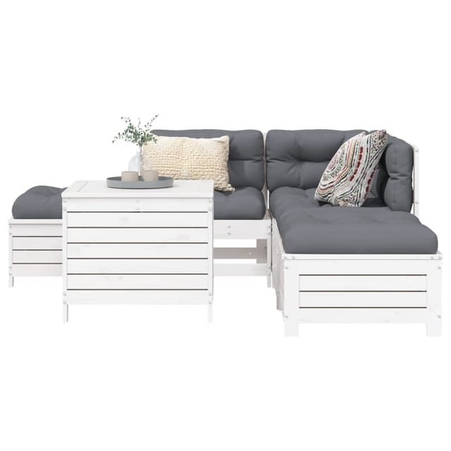 vidaXL 6-Tlg Garten-Sofagarnitur Weiß Massivholz Kiefer 3250697