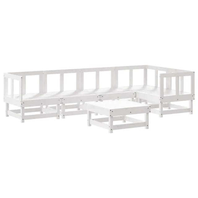 vidaXL 6-Tlg Garten-Lounge-Set Weiß Massivholz Kiefer 3186446
