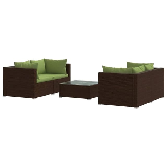 vidaXL 5-Tlg Garten-Lounge-Set mit Kissen Poly Rattan Braun 3101484