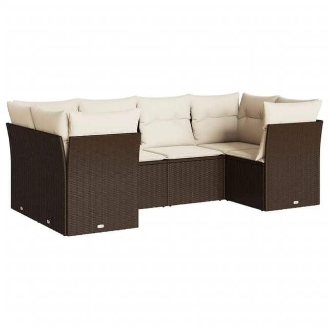 vidaXL 6-Tlg Garten-Sofagarnitur mit Kissen Braun Poly Rattan 3249952