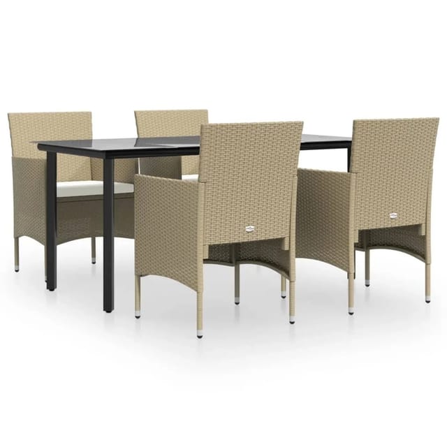 vidaXL 5-Tlg Garten-Essgruppe mit Kissen Beige und Schwarz 3156608